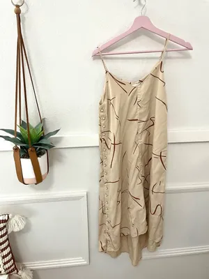 Anthropologie Sancia Claudia Tan Dress Size XS Abstract Miro Print thumbnail 2