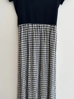 Panáche Vintage Gingham Print Belted Midi Dress, Black/Cream, Size 8 thumbnail 3