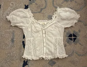 LoveShackFancy Bryant Top in Antique White thumbnail 1