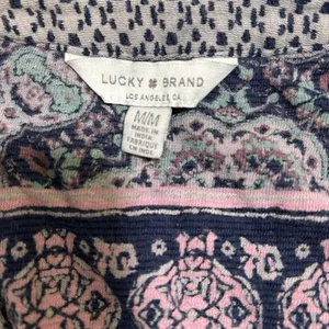 Lucky Brand Elegant Navy, Lavender and White Women's Peasant Top thumbnail 5