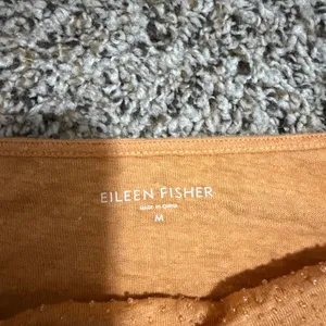 Eileen Fisher Womens Medium Orange Beaded Cowl Neck 100% Linen Boxy Top Blouse thumbnail 2