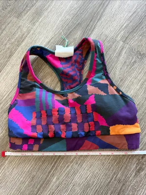 Farm Rio Abstract Patches racerback sports bra geometric print multicolor XS thumbnail 5