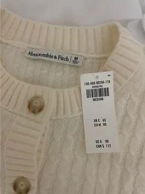 Abercrombie & Fitch Cream Button-Up Cardigan thumbnail 2