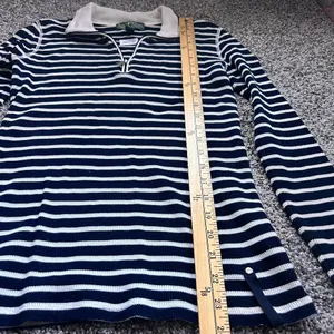 Lauren Ralph Lauren Active Navy White Stripe Sweater XS 100% Cotton thumbnail 3