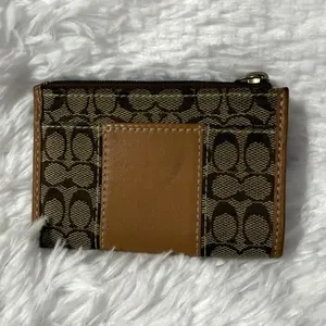 Y2K COACH Brown Canvas Card Holder Coin Purse Wallet thumbnail 2