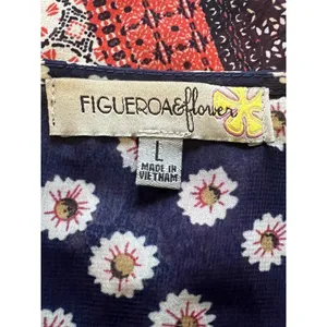 Figueroa & Flower Blouse Shirt Women Size‎ Large Boho Tunic Floral Patchwork thumbnail 3