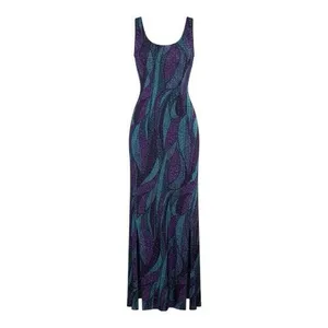 Women Unitard Maxi Dress Size S Ballroom Leotard Split Dress Purple Glitter thumbnail 2