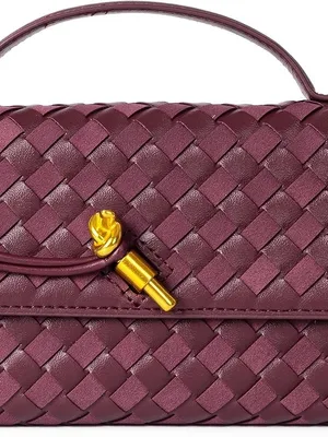 Wine Woven Evening Clutch Crossbody Bag thumbnail 5