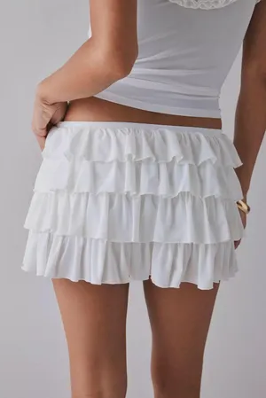 Urban Outfitters Out From Under Cammy Ruffle Trim Micro Skort White NWT Size XS MSRP $45 thumbnail 2