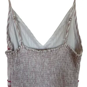 Japna maxi dress Casual Style pink and white stripes with embroidery thumbnail 5