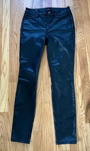 White House Black Market High-Rise Coated Skinny Jeans Black Size 4 thumbnail 1