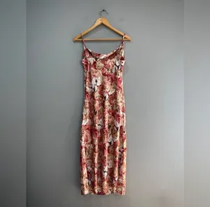 SALE! Pink Floral Unbranded Drape Front Maxi Dress Size M EUC thumbnail 5