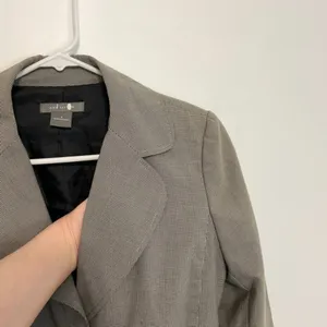 ANN TAYLOR Factory Tan / Brown Black Houndstooth Two Button Work Blazer Jacket 4 thumbnail 6
