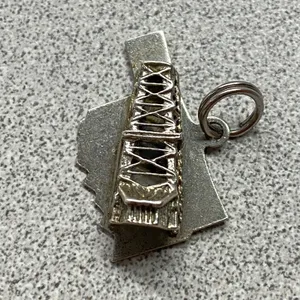 Sterling Oklahoma State Outline Charm Bridge Pendant Silver Metal thumbnail 1