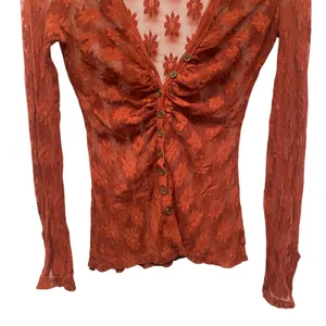 Free People Mesh Floral Burnout Button Long Sleeve Top XS Fairycore Festival thumbnail 3
