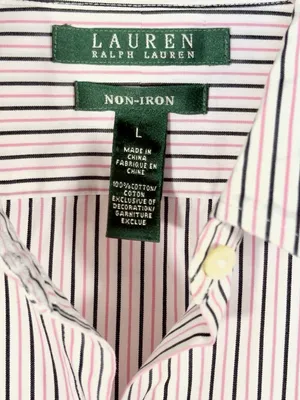 Lauren Ralph Lauren Womens Large Non-Iron Pink Black Striped Button Down Shirt thumbnail 4