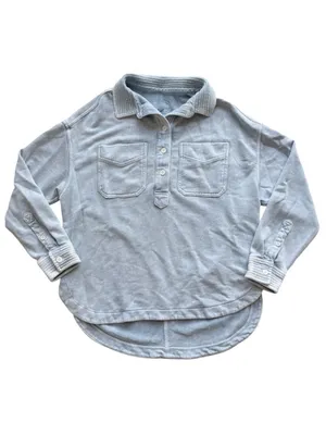 Aerie Oversized Quarter Snap Sweatshirt Blue XS thumbnail 2