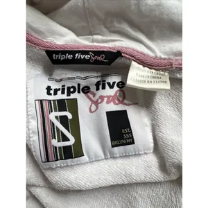 Triple Five Soul Button Up Cardigan Hoodie White Pink Varsity Y2K Retro thumbnail 9