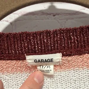 Garage‎ Pink, White, and Maroon Stripe Knit Sweater Woman's Size XS thumbnail 2