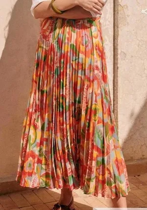 Sezane Dilo Jupe 70s Floral Pleated Midi Skirt , 34/US 2 thumbnail 1