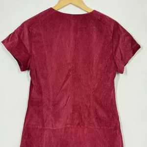 Hope &‎ Harlow Corduroy Mini Dress Womens Sz 6 Red V-Neck Front Zip Short Sleeve thumbnail 5
