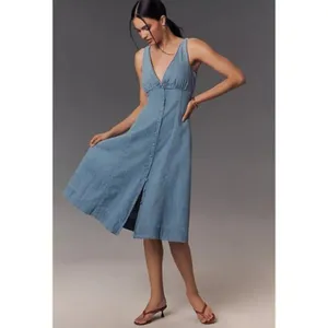 REFORMATION Sebastien Denim Midi Dress in Savannah Size US 6 NWT thumbnail 2
