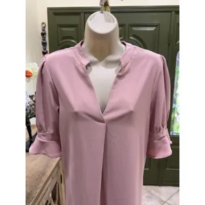 Women's Light Pink Short Sleeve Ruffle Dress – Size Large (L) thumbnail 3