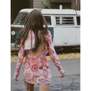 FREE PEOPLE Della Burnout Velvet Mini Dress in Fruit Punch Combo Size Large thumbnail 5