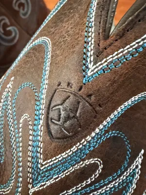 Ariat Legend Brown Leather Western Heeled Boots Turquoise Stitching size 6 thumbnail 12