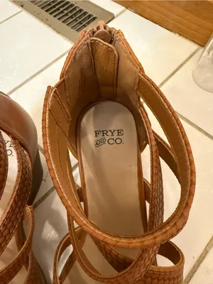 FRYE AND CO. | Gale Cognac Braided Strappy Block Heel Sandals thumbnail 11
