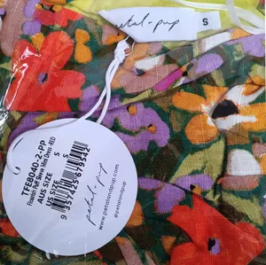 Petal & Pup Flourish Puff Sleeve Mini Dress Linen Blend Size Small NEW thumbnail 3