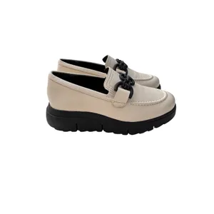 Clarks Loriini Izzy Loafer Cream Leather Black Chunky Chain 6 thumbnail 4