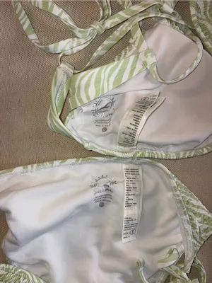 Green and White Tie-Side Bikini Set thumbnail 3