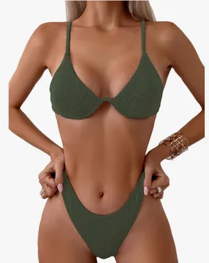 NEW Underwire Triangle Bikini Push Up Swimsuit Cheeky XL thumbnail 1