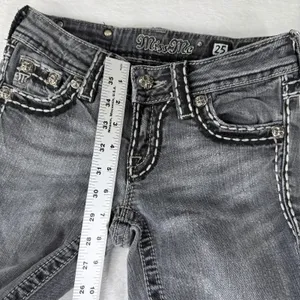 Miss‎ Me Womens Gray Skinny Jeans JP5014SK-3 Low Rise Embellished Size 25 thumbnail 6