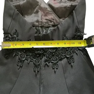 Vintage Dave & Johnny black beaded lace haltertop dress a-line open back sz 6 thumbnail 7