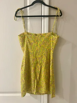 Olivaceous Yellow Multicolor Speckled Tie-Detail Dress Size Medium thumbnail 4