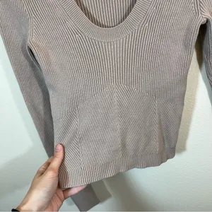 ✨ Abercrombie & Fitch Scoop Neck Ribbed Knit‎ Sweater Tan Neutral Small thumbnail 4
