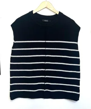 Leani Striped Knit Sleeveless Boxy Oversized Sweater Shirt Medium thumbnail 1