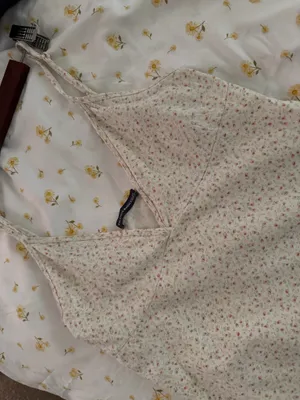 Brandy Melville Cream Colored Floral Tank Top thumbnail 3