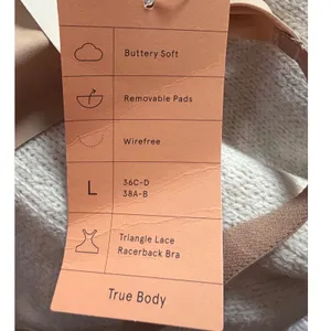 True & Co True Body Triangle Lace Racerback Bra Beige Wirefree L 36C-D 38A-B thumbnail 3