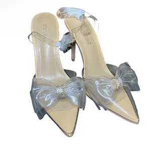 ✨ NIB / NWT ShoeDazzle Celestina Size 8.5 Clear Bow Crystal Sandals Heels $60.00 ✨ thumbnail 5