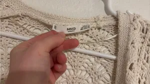 MNG Jeans Cream knit fall cardigan thumbnail 3