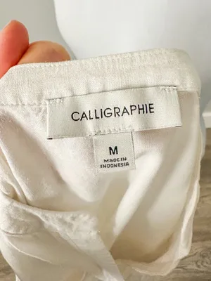 Anthropologie Calligraphie White Linen Shirt thumbnail 3