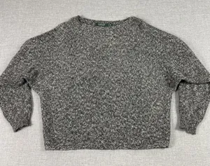 Lauren Ralph Lauren Sweater Womens Small Gray Cotton Acrylic Crew Neck Knit thumbnail 1