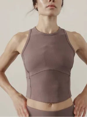 Athleta Salutation Ribbed Mix Tank Smoky Rose Mauve Size Medium thumbnail 1