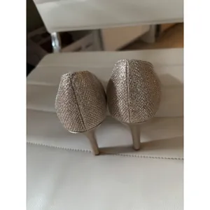 David's Bridal Rochelle Champagne Gold Glitter Peep Toe Pumps Heels‎ Size 8.5M thumbnail 7