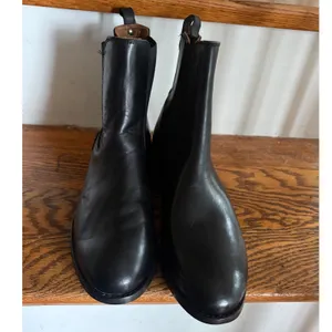 Frye Melissa Chelsea Black Leather Ankle Boots 6B 3475453 Stacked Heel thumbnail 3