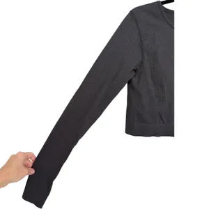 Lululemon Womens Ebb to Street Long Sleeve Shirt Ribbed Cropped Top‎ Black Sz 12 thumbnail 13