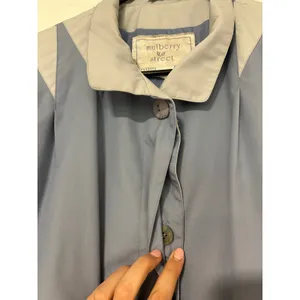 Mulberry Street Vintage Light Blue Collared Raincoat Padded Jacket Womens Medium thumbnail 3
